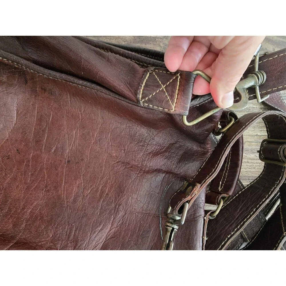 What Daisy Did Recycled Leather Messenger Bag Dark Brown Shoulder Crossbody Flaw